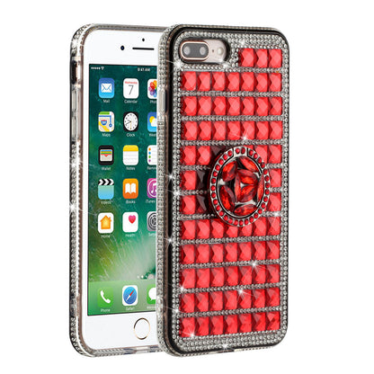 iPhone 12 Mini Full Bling Case with [Ring Kickstand] Cute Glitter Sparkle Bling Diamond Rhinestone -Red