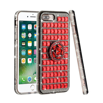 iPhone 12 Mini Full Bling Case with [Ring Kickstand] Cute Glitter Sparkle Bling Diamond Rhinestone -Red