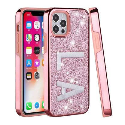 iPhone 12Pro Max (6.7") Case with Protection, 2 in 1 Durable Hard PC+Soft Silicone Heavy Duty Shockproof Glitter Full Body Phone Protective Case Cover - LA