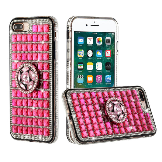 iPhone 12 Mini Full Bling Case with [Ring Kickstand] Cute Glitter Sparkle Bling Diamond Rhinestone - Pink