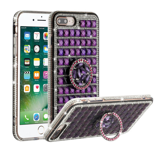 iPhone 12 Mini Full Bling Case with [Ring Kickstand] Cute Glitter Sparkle Bling Diamond Rhinestone -Purple