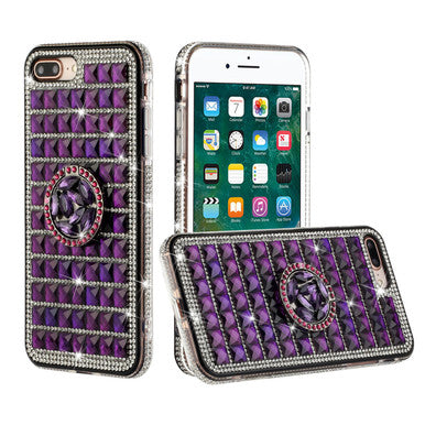 iPhone 12 Mini Full Bling Case with [Ring Kickstand] Cute Glitter Sparkle Bling Diamond Rhinestone -Purple