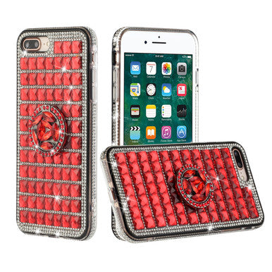 iPhone 12 Mini Full Bling Case with [Ring Kickstand] Cute Glitter Sparkle Bling Diamond Rhinestone -Red