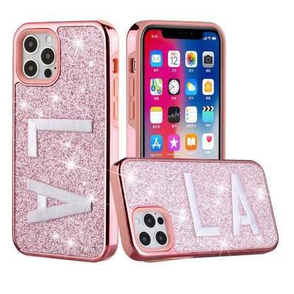 iPhone 12Pro Max (6.7") Case with Protection, 2 in 1 Durable Hard PC+Soft Silicone Heavy Duty Shockproof Glitter Full Body Phone Protective Case Cover - LA