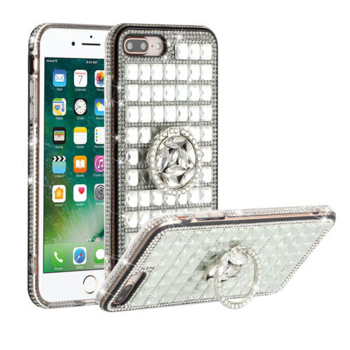 iPhone 12 Mini Full Bling Case with [Ring Kickstand] Cute Glitter Sparkle Bling Diamond Rhinestone -Clear